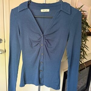 Madewell Navy Blue Button-Up Top